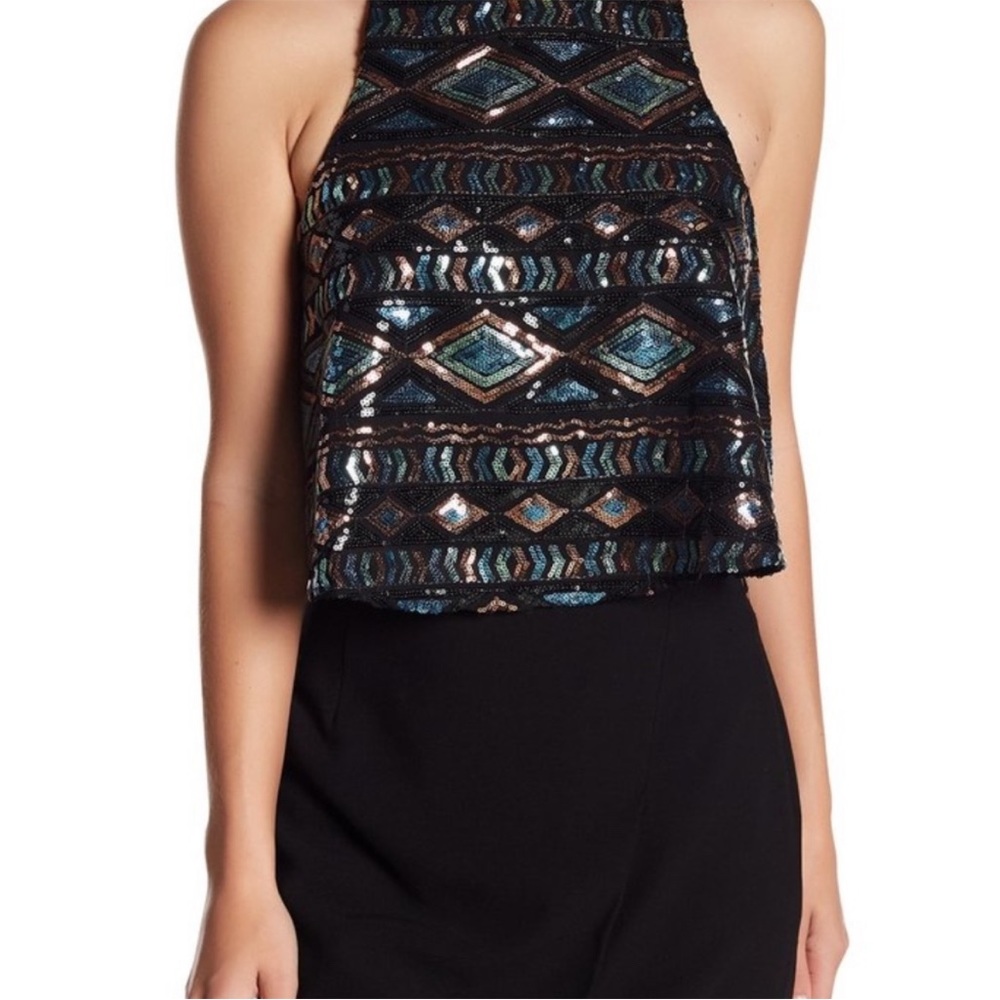 Show me your Mumu gorgeous sequin top Size XS NWOT dress tank keyhole back